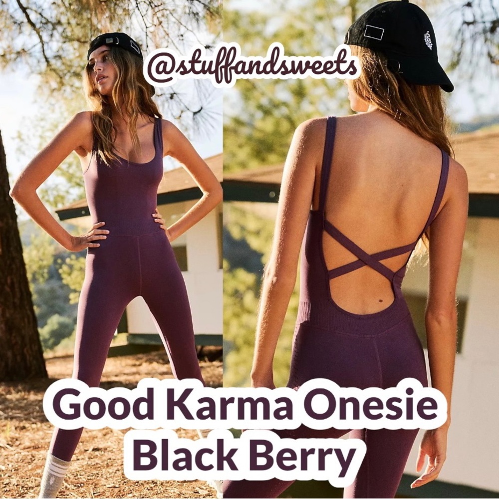 Free People Good Karma Onesie Black Berry XS/S - Picture 1 of 6